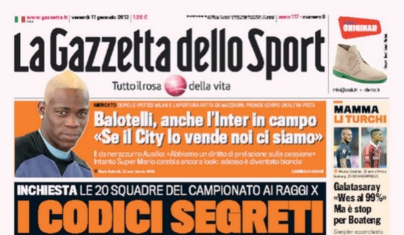 Rassegna stampa 11 gennaio 2013: le prime pagine di Gazzetta, Corriere e Tuttosport