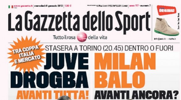 Rassegna stampa 9 gennaio 2013: le prime pagine di Gazzetta, Corriere e Tuttosport