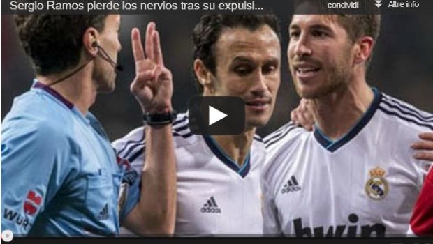 Sergio Ramos perde la testa e insulta l&#8217;arbitro: 5 turni di squalifica | Video
