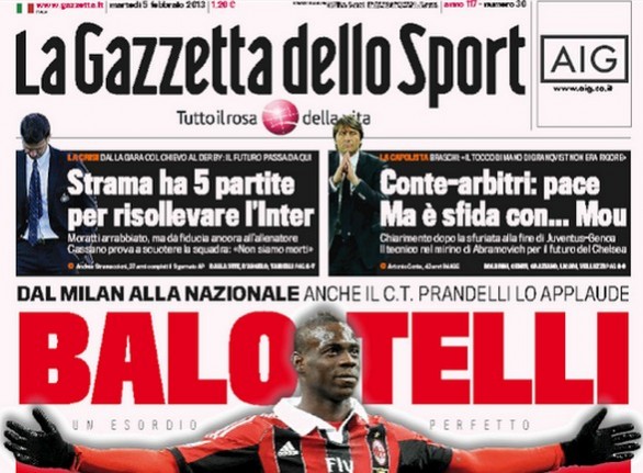 Rassegna stampa 5 febbraio 2013: le prime pagine di Gazzetta, Corriere e Tuttosport