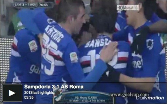 Sampdoria &#8211; Roma 3-1 | Highlights Serie A &#8211; Video Gol (Estigarribia, Lamela, Sansone, Icardi)