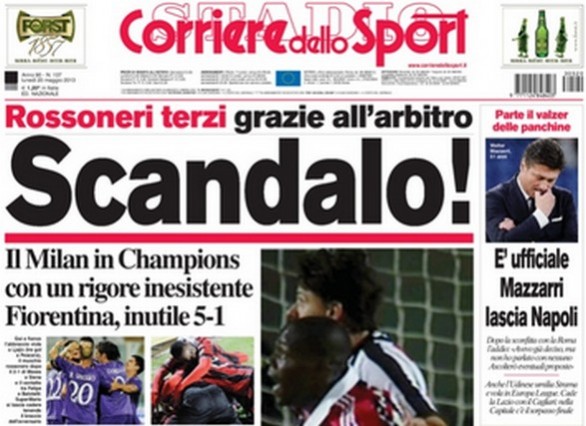Rassegna stampa 20 maggio 2013: prime pagine di Gazzetta, Corriere e Tuttosport