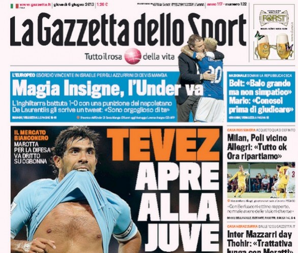 Rassegna stampa 6 giugno 2013: prime pagine di Gazzetta, Corriere e Tuttosport