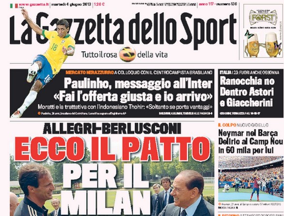 Rassegna stampa 4 giugno 2013: prime pagine di Gazzetta, Corriere e Tuttosport