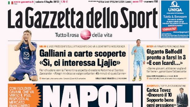 Rassegna stampa 6 luglio 2013: prime pagine di Gazzetta, Corriere e Tuttosport