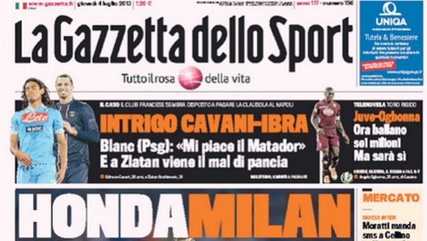 Rassegna stampa 4 luglio 2013: prime pagine di Gazzetta, Corriere e Tuttosport