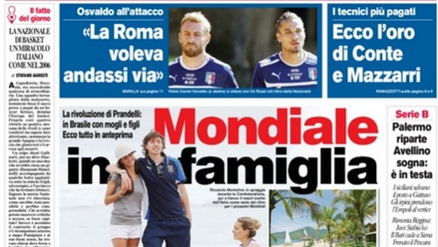 Rassegna stampa 9 settembre 2013: prime pagine di Gazzetta, Corriere e Tuttosport