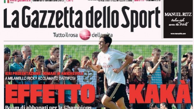 Rassegna stampa 6 settembre 2013: prime pagine di Gazzetta, Corriere e Tuttosport