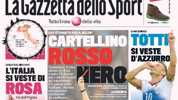 Rassegna stampa 8 ottobre 2013: prime pagine di Gazzetta, Corriere e Tuttosport