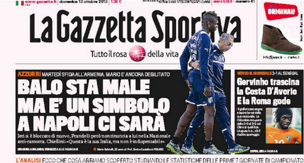 Rassegna stampa 13 ottobre 2013: prime pagine di Gazzetta, Corriere e Tuttosport