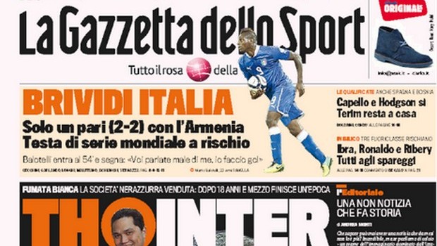 Rassegna stampa 16 ottobre 2013: prime pagine di Gazzetta, Corriere e Tuttosport
