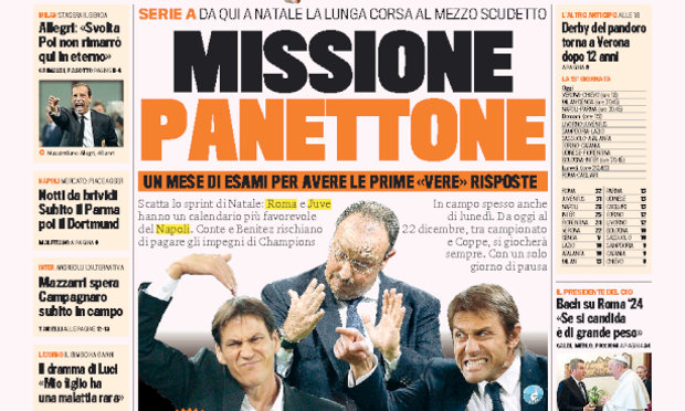 Rassegna stampa 23 novembre 2013: prime pagine di Gazzetta, Corriere e Tuttosport