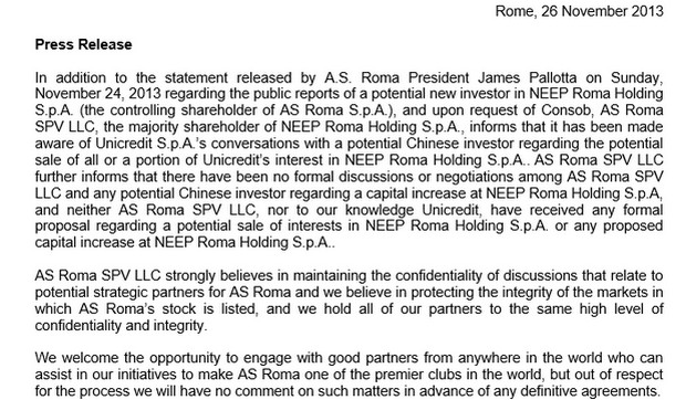 Roma, Pallotta ora dice sì ai cinesi: &#8220;Pronti a lavorare con partner stranieri&#8221;