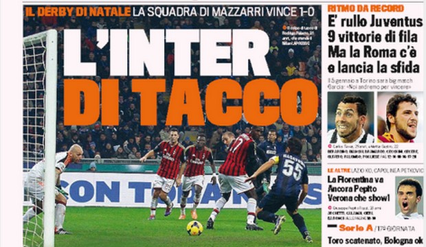 Rassegna stampa 23 dicembre 2013: prime pagine di Gazzetta, Corriere e Tuttosport