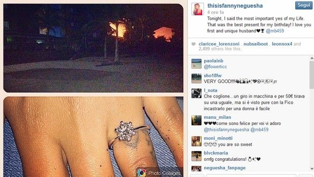 Balotelli sposerà Fanny Neguesha, l&#8217;annuncio su Instagram