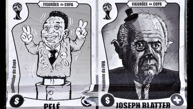Mondiali Brasile 2014: i manifestanti diffondono caricature di Pelé, Ronaldo, Blatter (FOTO)
