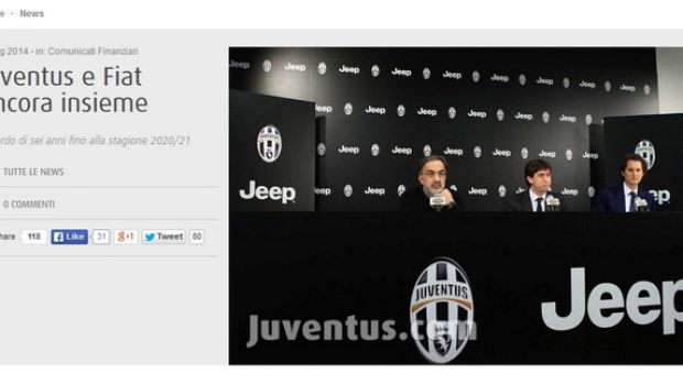 Juventus-Fiat: accordo rinnovato fino al 2021