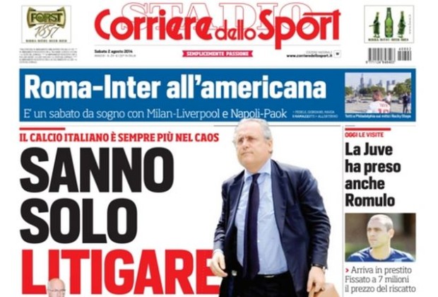 Rassegna stampa 2 agosto 2014: prime pagine di Gazzetta, Corriere e Tuttosport