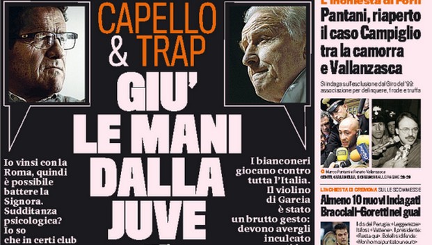 Rassegna stampa 17 ottobre 2014: prime pagine Gazzetta, Corriere e Tuttosport