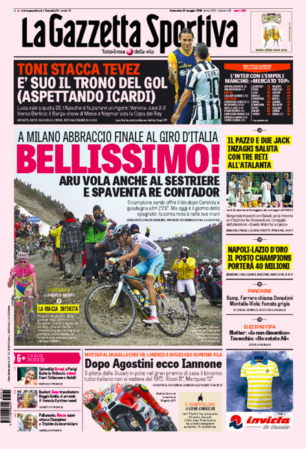 Rassegna stampa 31 maggio 2015: prime pagine Gazzetta, Corriere e Tuttosport