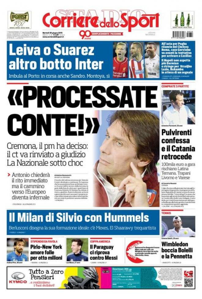 Rassegna stampa 30 giugno 2015: prime pagine Gazzetta, Corriere e Tuttosport