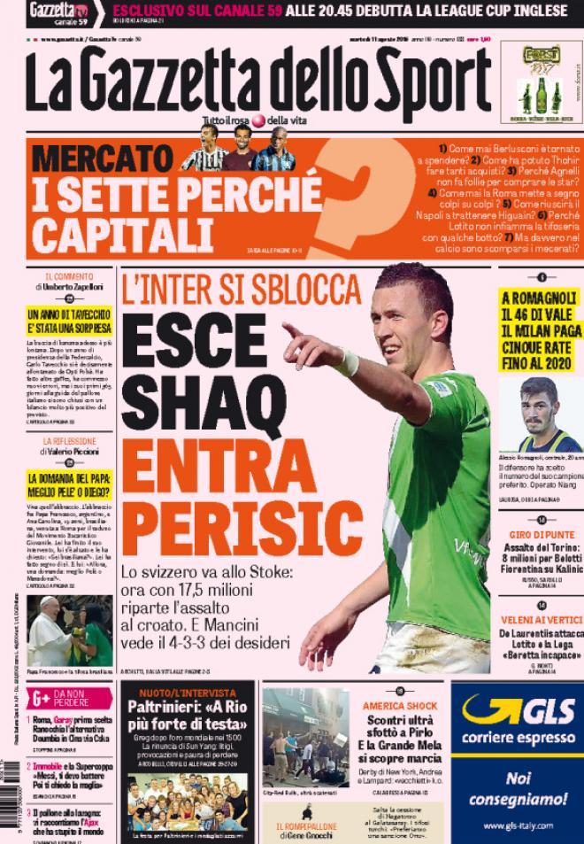 Rassegna stampa 11 agosto 2015: prime pagine Gazzetta, Corriere e Tuttosport