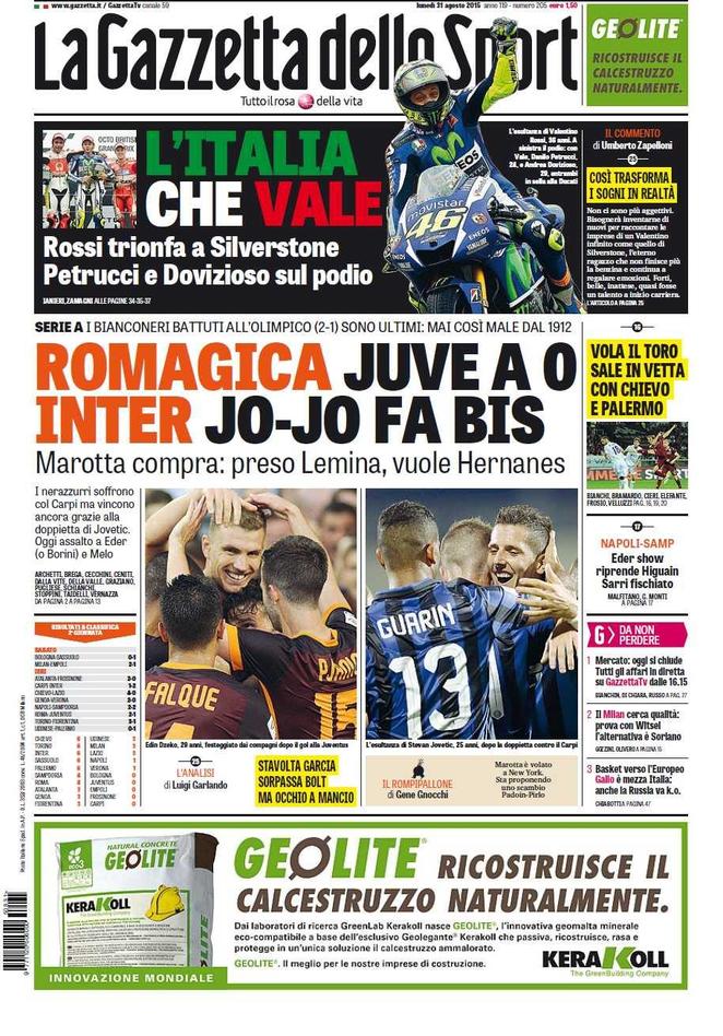 Rassegna stampa 31 agosto 2015: prime pagine Gazzetta, Corriere e Tuttosport
