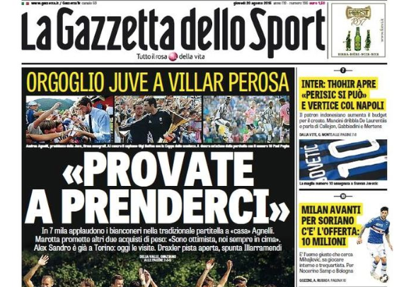 Rassegna stampa 20 agosto 2015: prime pagine Gazzetta, Corriere e Tuttosport
