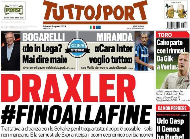 Rassegna stampa 29 agosto 2015: prime pagine Gazzetta, Corriere e Tuttosport
