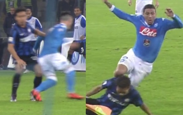 Napoli-Inter 2-1, la moviola: giusta l&#8217;espulsione di Nagatomo (Video-Foto)