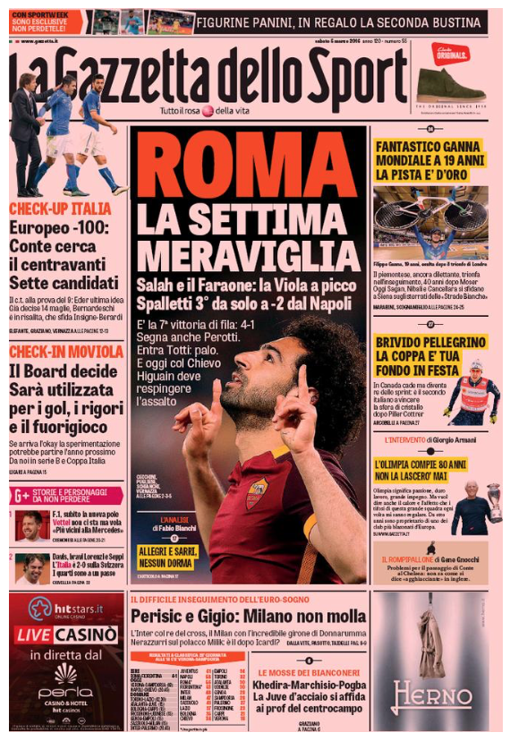 Rassegna stampa 5 marzo 2016: prime pagine Gazzetta, Corriere e Tuttosport