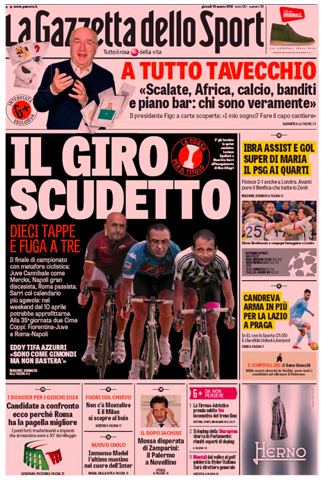 Rassegna stampa 10 marzo 2016: prime pagine Gazzetta, Corriere e Tuttosport