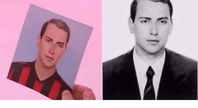 Berlusconi e la foto da giocatore del Milan, i tifosi lo sbugiardano