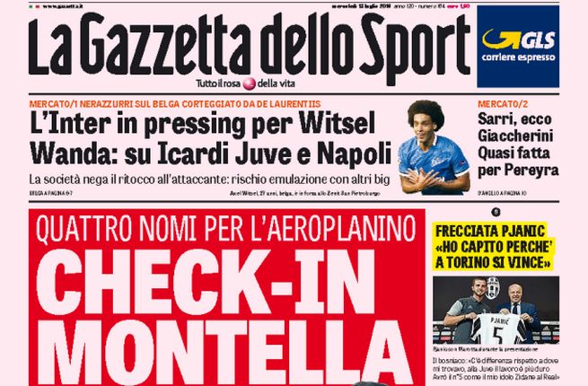 Rassegna stampa mercoledì 13 luglio 2016: prime pagine Gazzetta, Corriere e Tuttosport