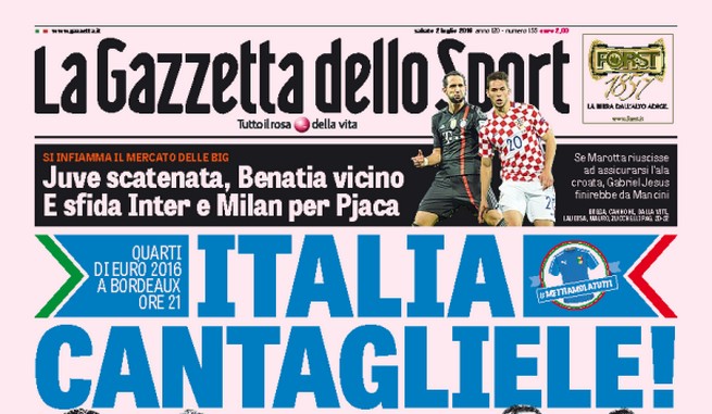 Rassegna stampa sabato 2 luglio 2016: prime pagine Gazzetta, Corriere e Tuttosport