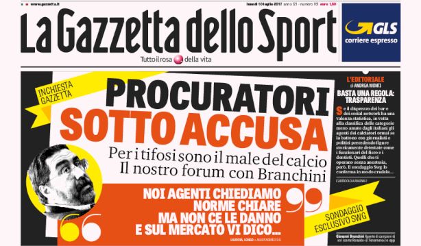 Rassegna stampa: prime pagine Gazzetta, Corriere e Tuttosport di lunedì 10 luglio 2017