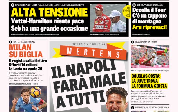 Rassegna stampa: prime pagine Gazzetta, Corriere e Tuttosport di domenica 9 luglio 2017
