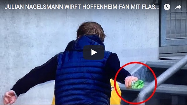 Hoffenheim: Nagelsmann lancia una bottiglia e colpisce un tifoso (video)
