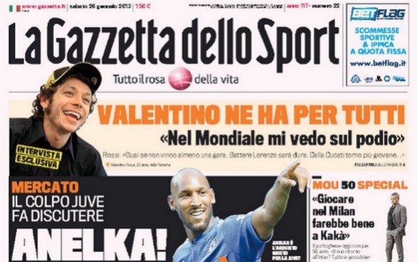 Rassegna stampa 26 gennaio 2013: le prime pagine di Gazzetta, Corriere e Tuttosport