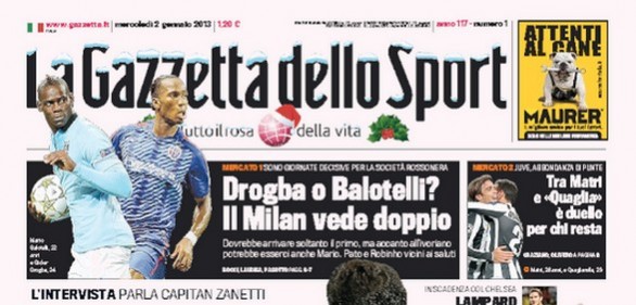 Rassegna stampa 2 gennaio 2013: le prime pagine di Gazzetta, Corriere e Tuttosport