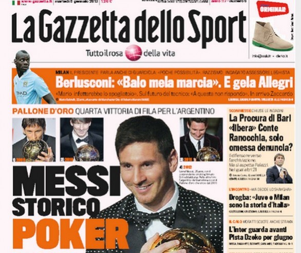 Rassegna stampa 8 gennaio 2013: le prime pagine di Gazzetta, Corriere e Tuttosport