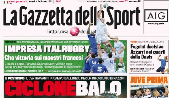 Rassegna stampa 4 febbraio 2013: le prime pagine di Gazzetta, Corriere e Tuttosport
