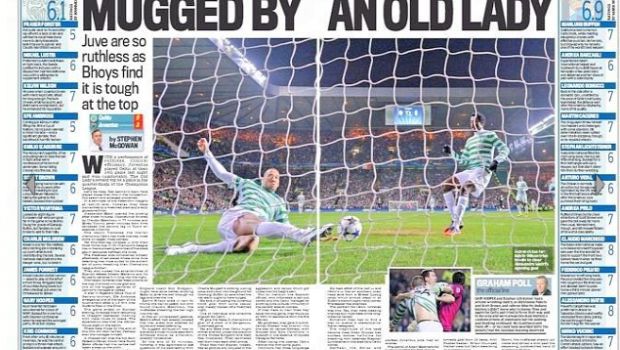 Celtic-Juventus 0-3, i titoli della stampa britannica: &#8220;Scippati da una vecchia signora&#8221; | Foto