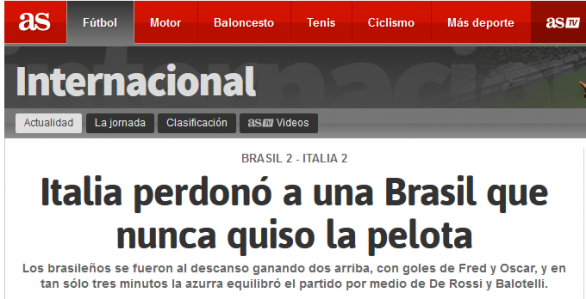 Italia-Brasile 2-2 | I Titoli della stampa brasiliana e internazionale | David Luiz: &#8220;L&#8217;Italia ha dominato&#8221;