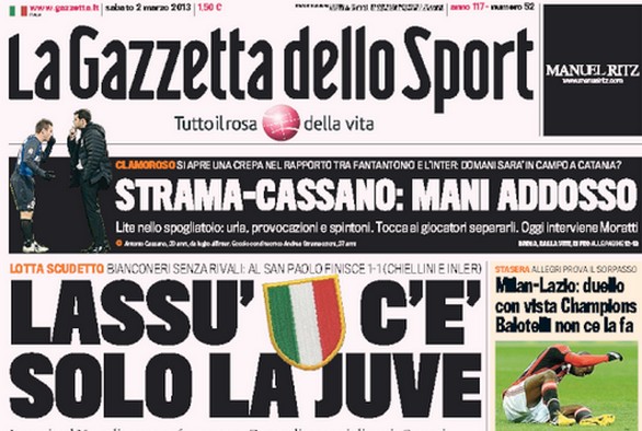 Rassegna stampa 2 marzo 2013: prime pagine di Gazzetta, Corriere e Tuttosport