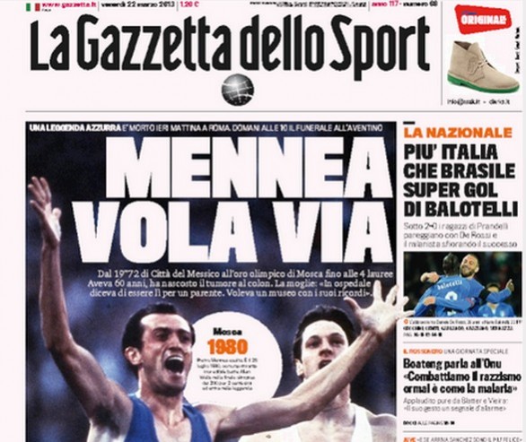Rassegna stampa 22 marzo 2013: prime pagine di Gazzetta, Corriere e Tuttosport