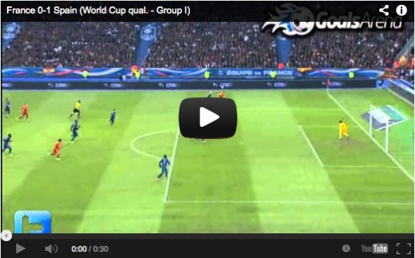 Francia – Spagna 0-1 | Highlights Qualificazioni Brasile 2014 – Video Gol (Pedro)
