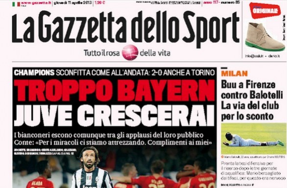 Rassegna stampa 11 aprile 2013: prime pagine di Gazzetta, Corriere e Tuttosport