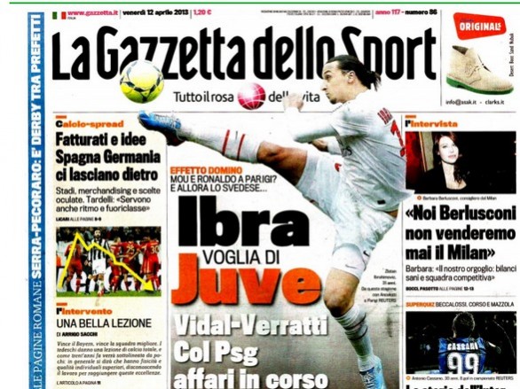 Rassegna stampa 12 aprile 2013: prime pagine di Gazzetta, Corriere e Tuttosport