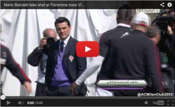 La &#8216;finta pallonata&#8217; di Balotelli a Montella, il tecnico viola non apprezza lo scherzo (video)